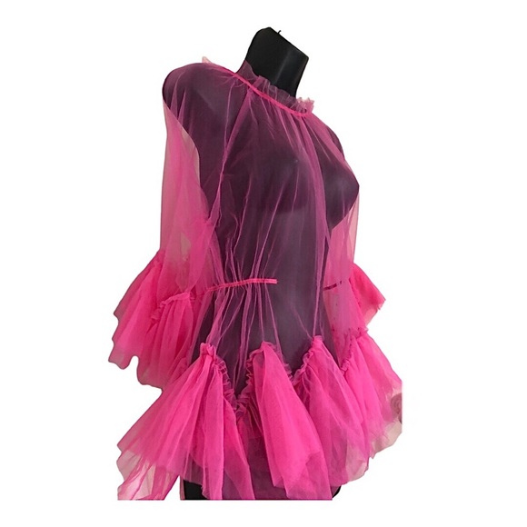 Maeve style Pink sheer tulle‎ blouse tunic mini dress top size Large new - Picture 12 of 15